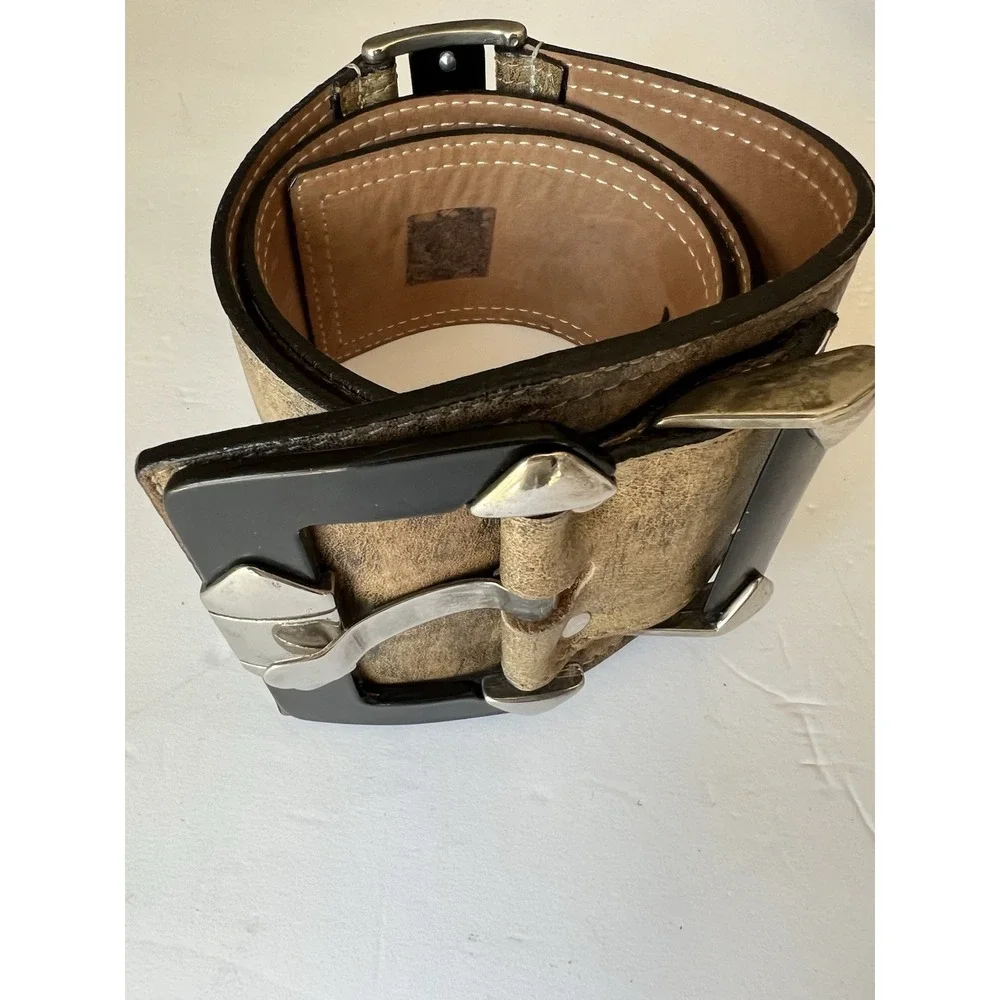 VTG Streets Ahead Leather Silver Black Brown Belt Small 30